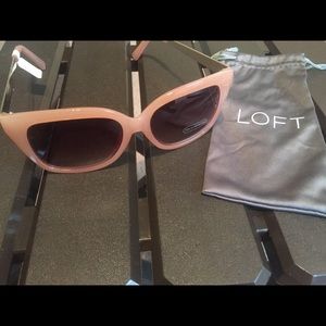 LOFT PINK Metallic Arm Square Sunglasses